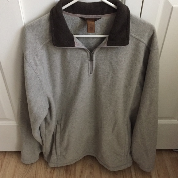 St Johns Bay Gray/Brown Pullover Fleece Mens L - Picture 1 of 5